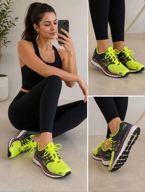 Women's Brooks Glycerin 7.5 Neon Yellow Gray Athletic Shoes